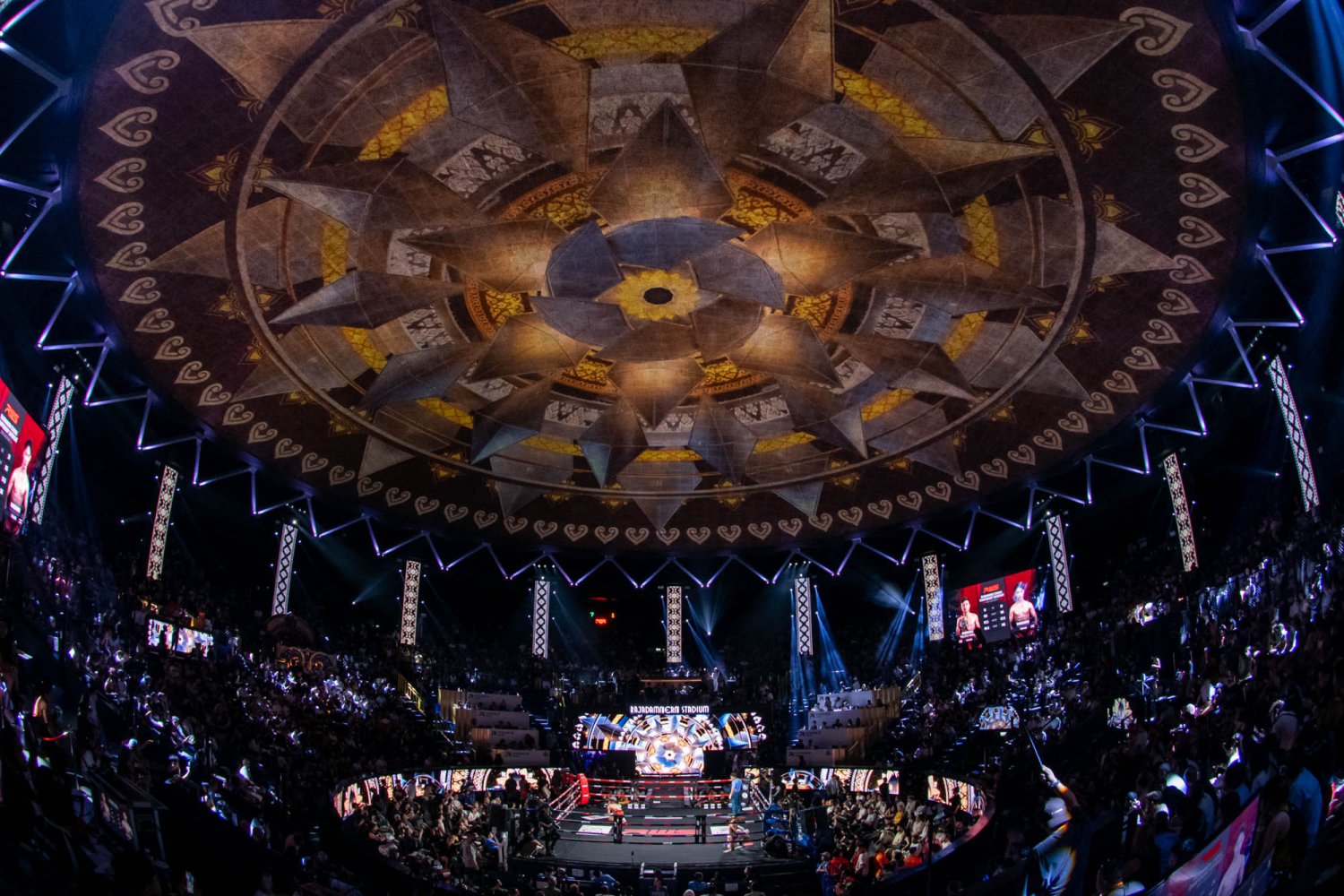 The iconic Rajadamnern Stadium immersive dome in Bangkok, Thailand